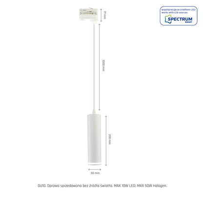 LED 3-Phasen Stromschienenstrahler MADARA MINI RING GU10 Pendelleuchte kürzbar weiss IP20 max. 10W rund