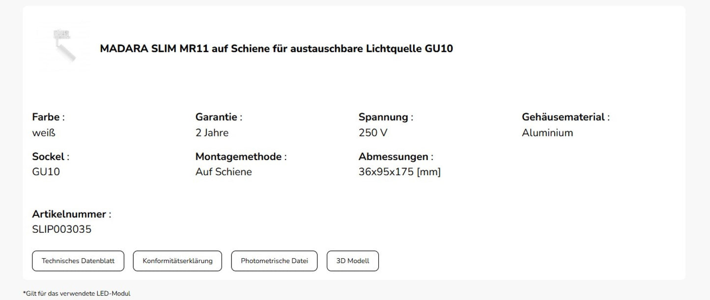 LED 3-Phasen Stromschienenstrahler MADARA SLIM GU10 MR11 schwenkbar IP20 weiss max. 4W rund