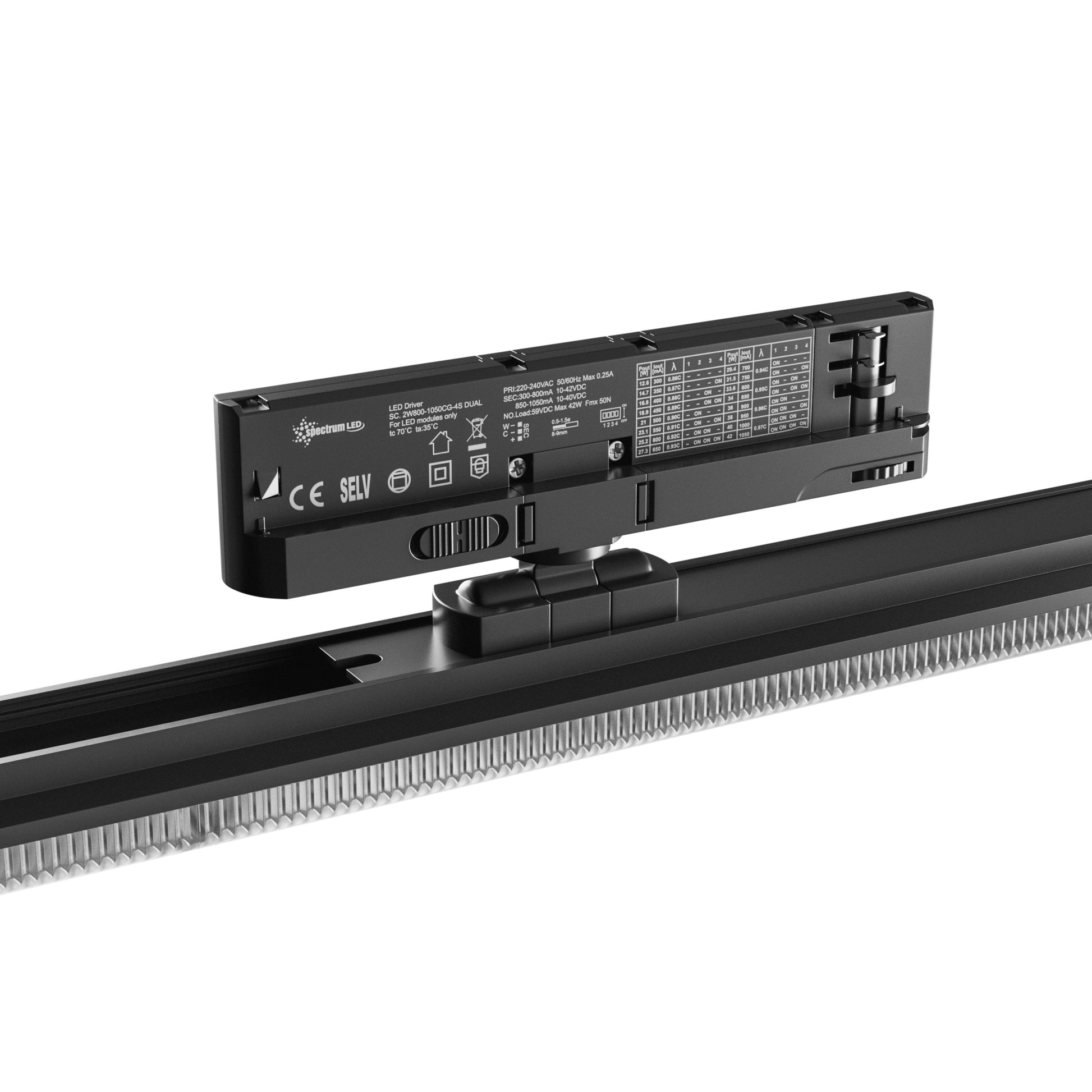 LED 3-Phasen Stromschienenstrahler OPTIBAR CCT 120cm 12-42W schwarz 90° 1450-5000lm IP20 3000-6000K CCT