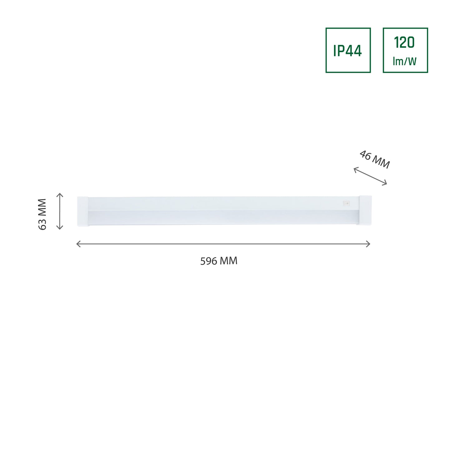 LED AQUATICA Badezimmerleuchte 15W eckig 1800lm IP44 mit Schalter Neutral 4000K