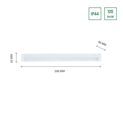LED AQUATICA Badezimmerleuchte 15W eckig 1800lm weiss IP44 mit Schalter Kalt 6000K