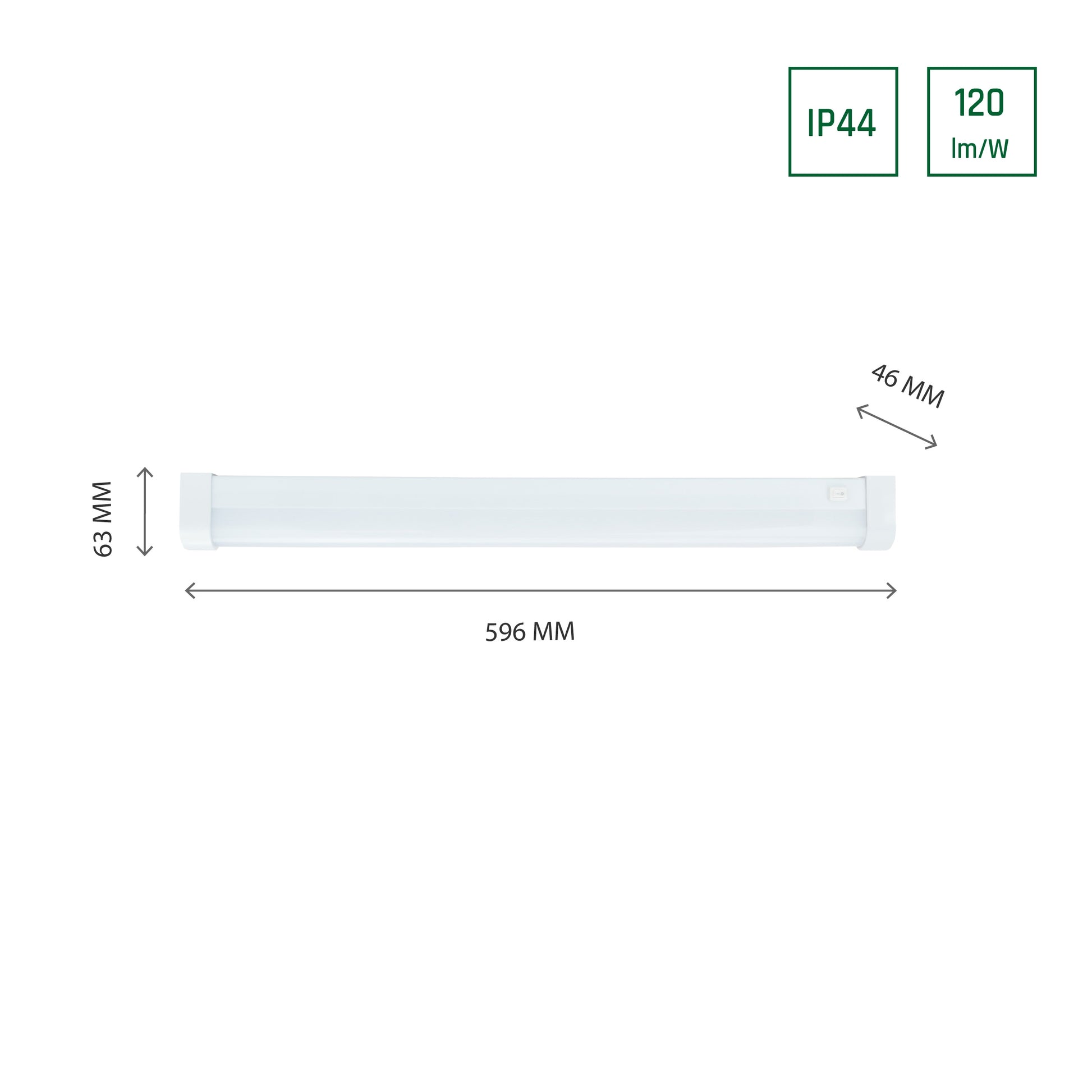 LED AQUATICA Badezimmerleuchte 15W rund 1800lm weiss IP44 mit Schalter Kalt 6000K