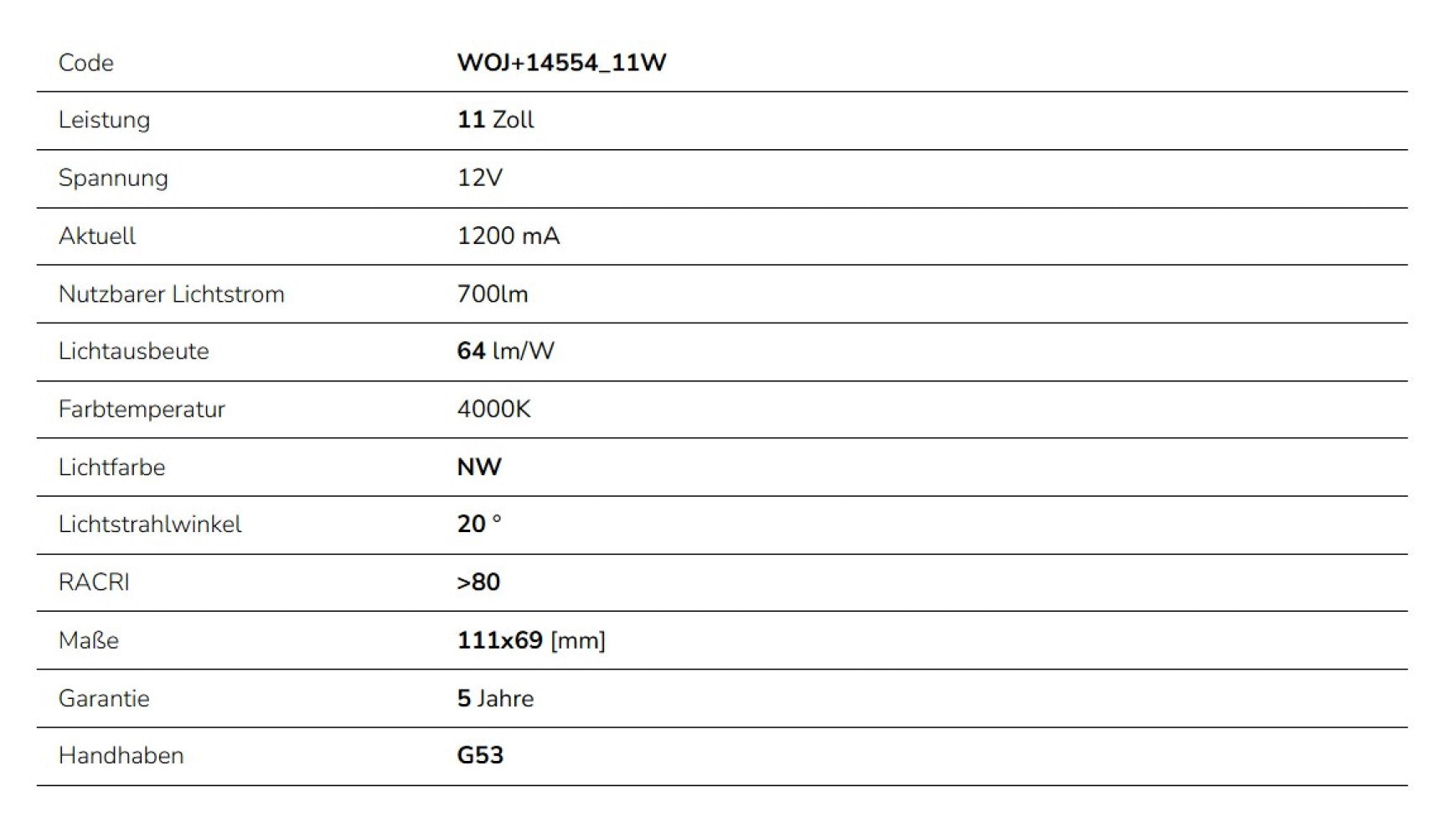 LED AR111 G53 Reflektor 11W weiss 800lm 20° 12V Neutralweiss 4000K
