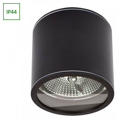 LED Aufbauleuchte Chloe AR111 schwarz Badezimmerleuchte IP44 max.35W GU10 rund