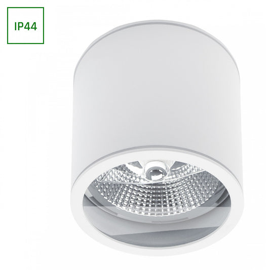 LED Aufbauleuchte Chloe AR111 weiss Badezimmerleuchte IP44 GU10 rund 5,5W 550lm 24° 230V Neutralweiss 4000K