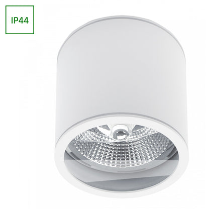 LED Aufbauleuchte Chloe AR111 weiss Badezimmerleuchte IP44 GU10 rund 5,5W 550lm 24° 230V Warmweiss 2700K
