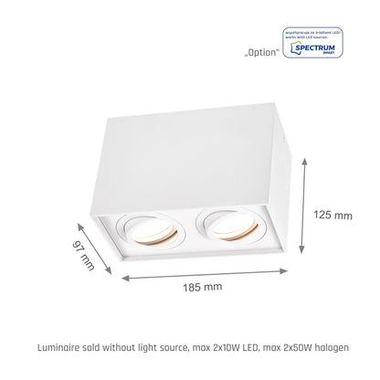 LED Aufbauleuchte Chloe Duo GU10 schwenkbar weiss Deckenleuchte IP20 max.35W eckig