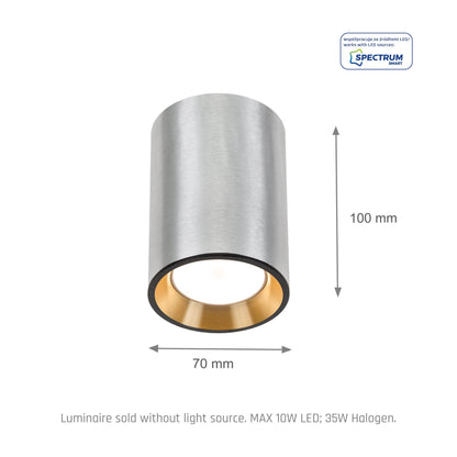 LED Aufbauleuchte Chloe Mini GU10 silber IP20 max.50W Deckenleuchte rund