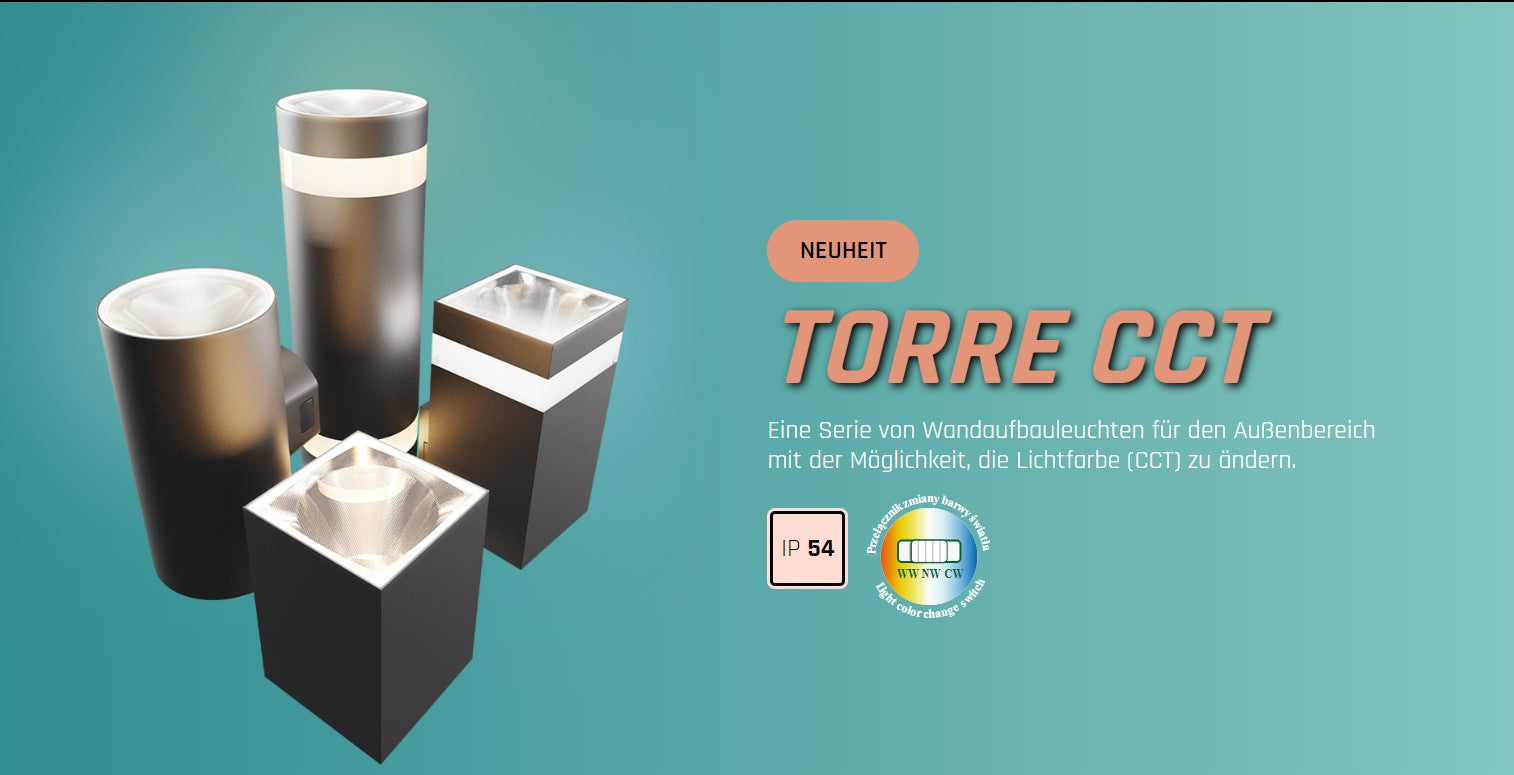 LED Aussenleuchte TORRE 9W 1000lm IP54 Wandleuchte eckig schwarz CCT 3000-6000K