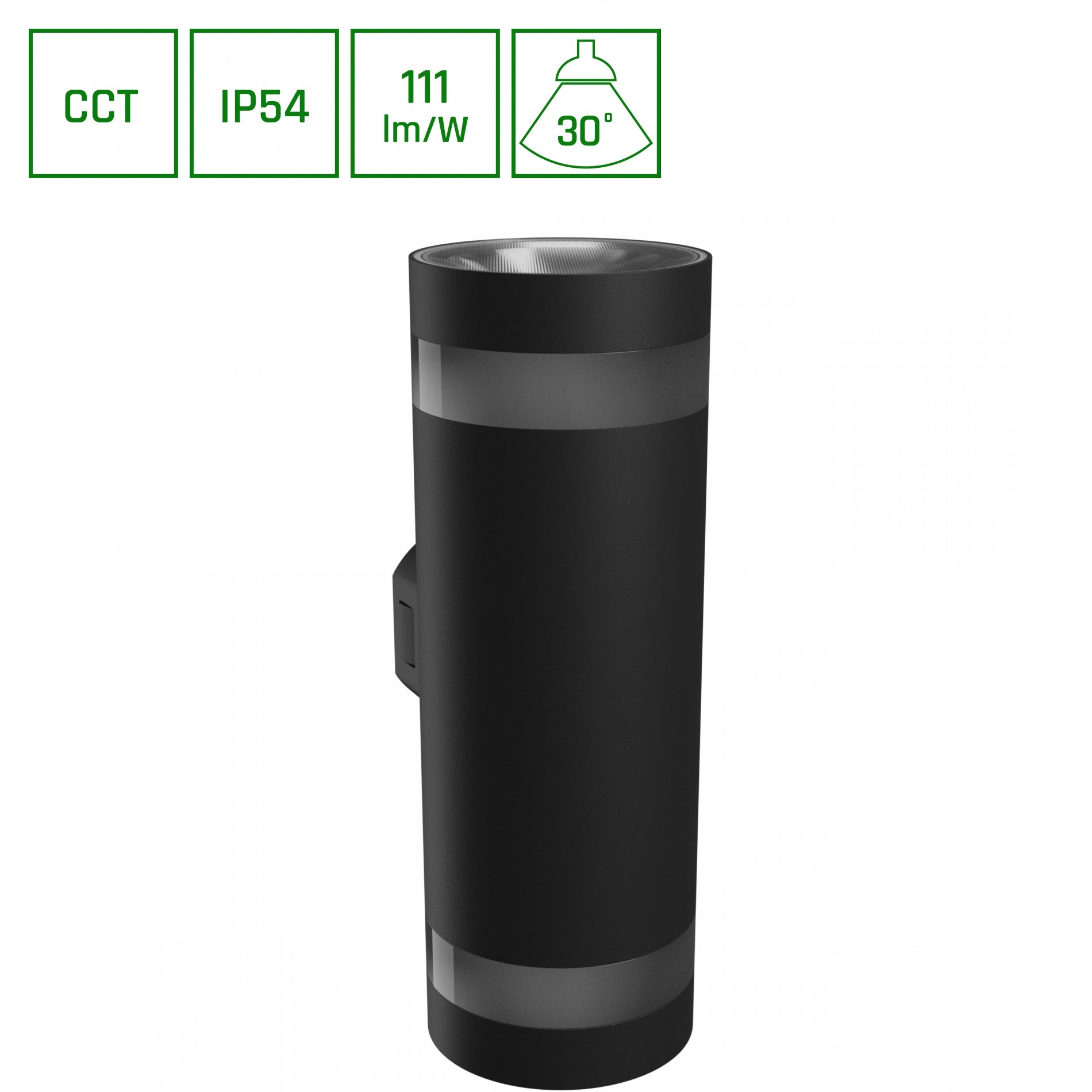 LED Aussenleuchte TORRE RING 18W 2000lm IP54 Wandleuchte rund schwarz CCT 3000-6000K