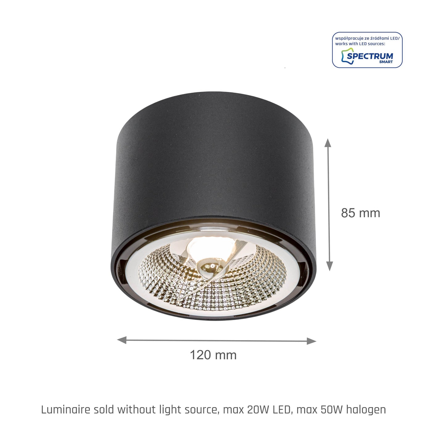 LED Chloe AR111 GU10 Aufbauleuchte schwarz Deckenleuchte IP20  max. 50W rund