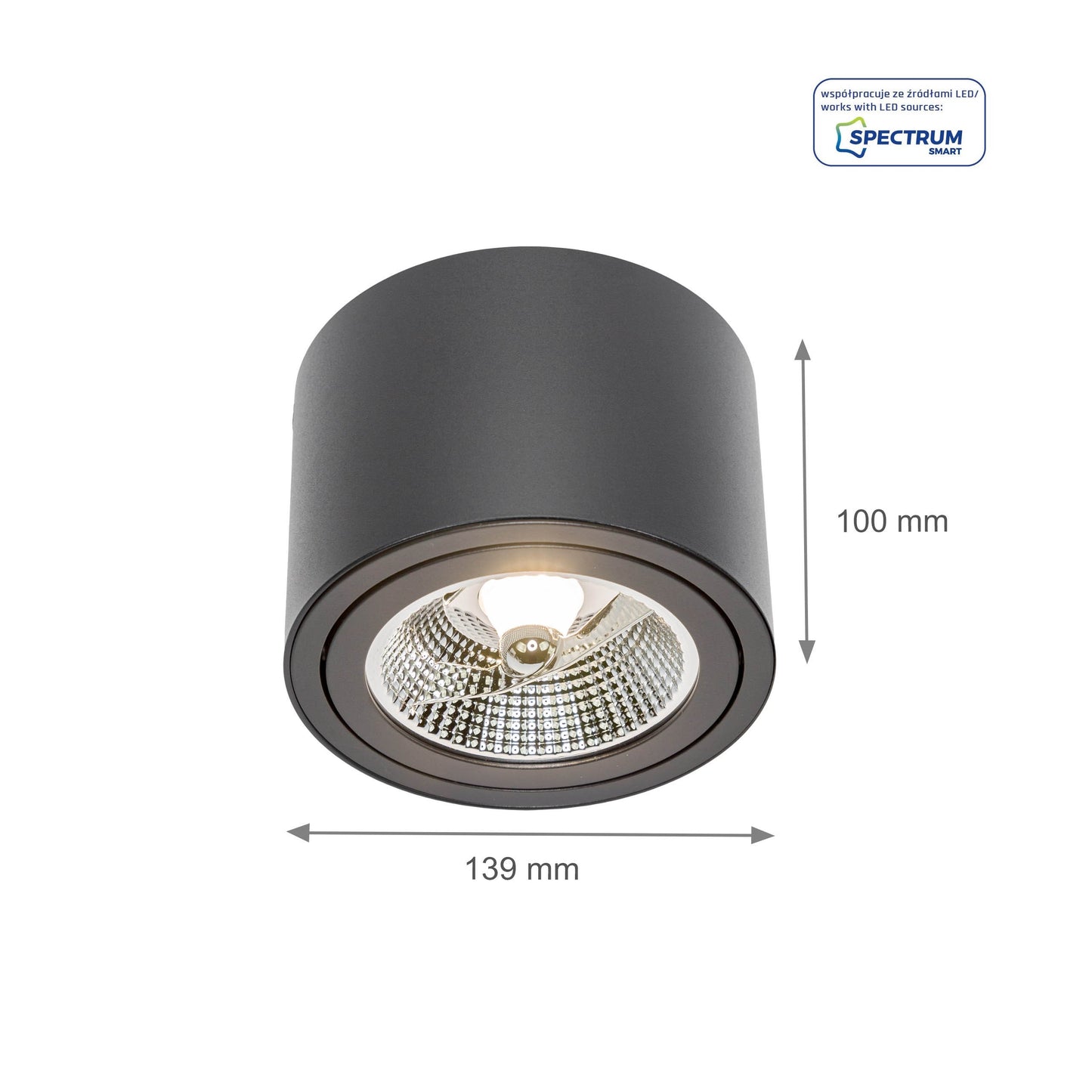 LED Chloe AR111 GU10 Aufbauleuchte schwenkbar schwarz Deckenleuchte IP20 max. 35W