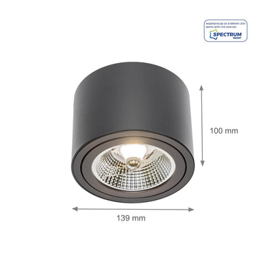 LED Chloe AR111 GU10 Aufbauleuchte schwenkbar schwarz Deckenleuchte IP20 max. 35W