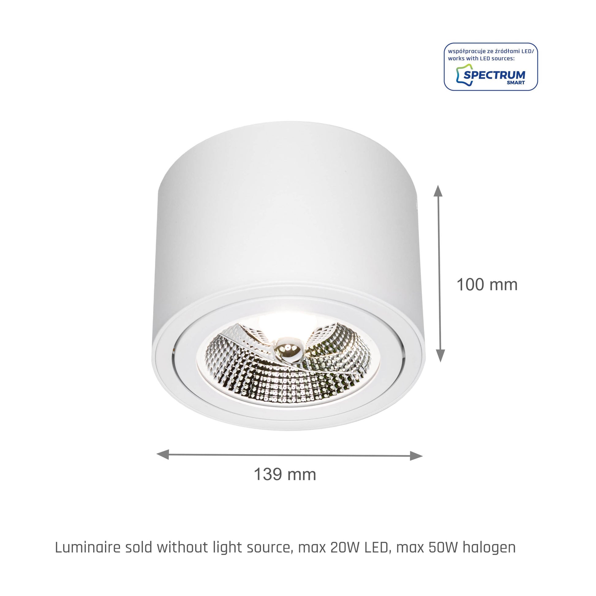 LED Chloe AR111 GU10 schwenkbar weiss Deckenleuchte IP20  max. 50W rund