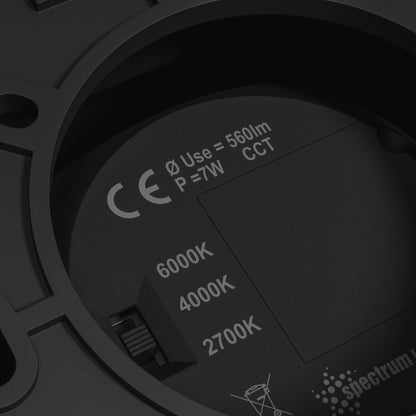 LED Chloe Complete Surface 7W Deckenleuchte 45° 560lm schwarz rund IP20 Aufbau UGR&gt;19 CCT 2700 – 6000K