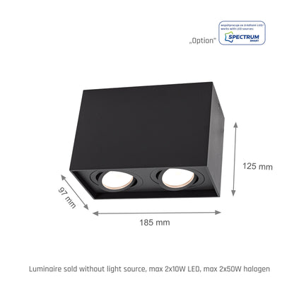 LED Chloe Duo GU10 schwenkbar schwarz Deckenleuchte IP20 max.35W eckig