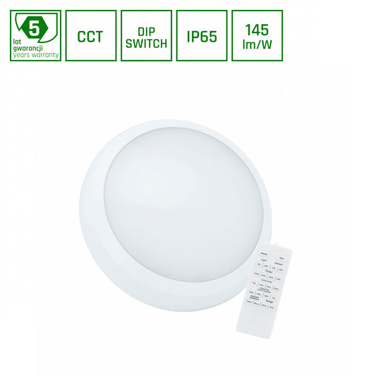 LED Deckenleuchte NYMPHEA CITY PRO 2 18/24W Sensor & Fernbedienung 3500lm außen IK08 rund weiss CCT 3000-6000K