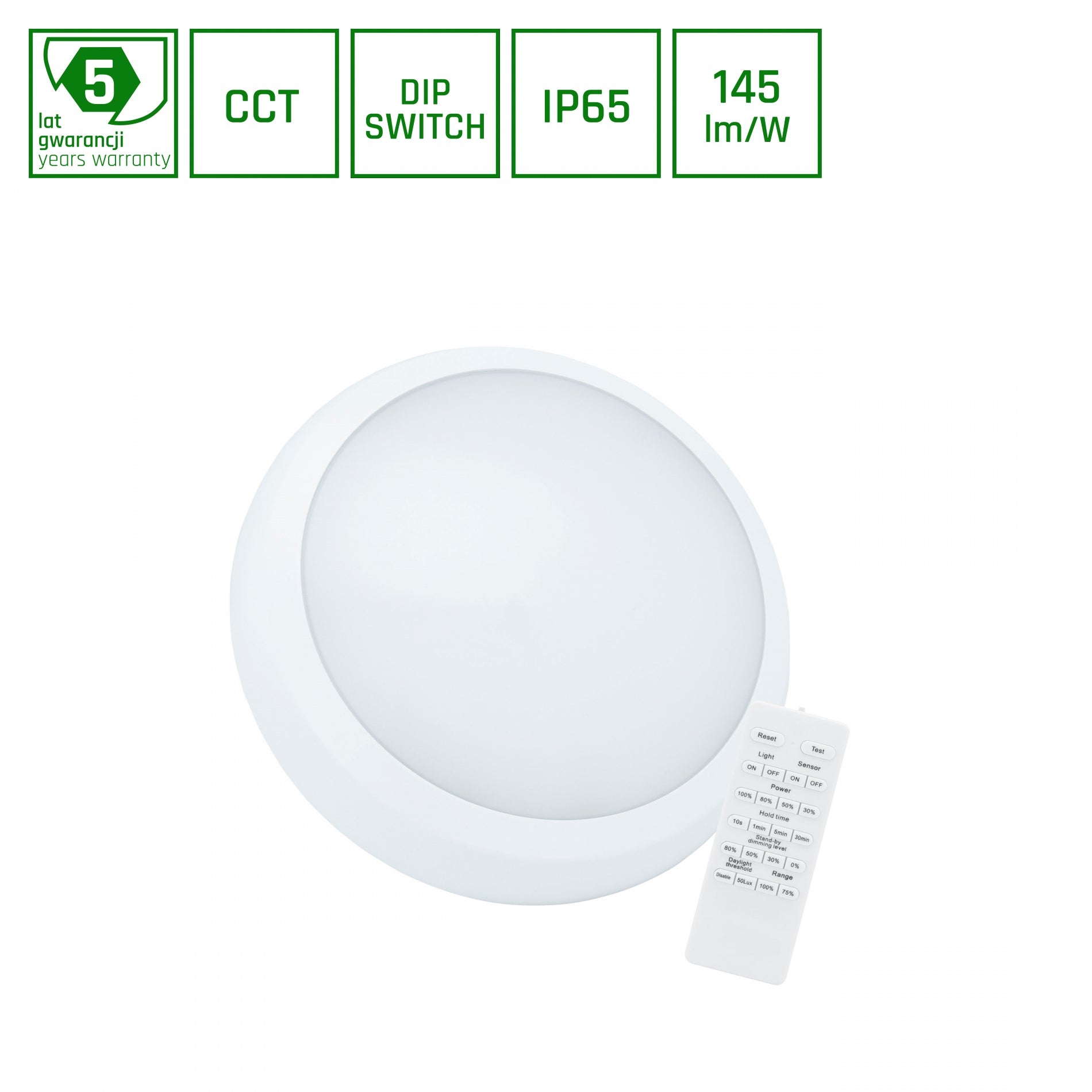 LED Deckenleuchte NYMPHEA CITY PRO 2 24/30W Sensor & Fernbedienung 3500lm IP65 IK08 CCT 3000-6000K