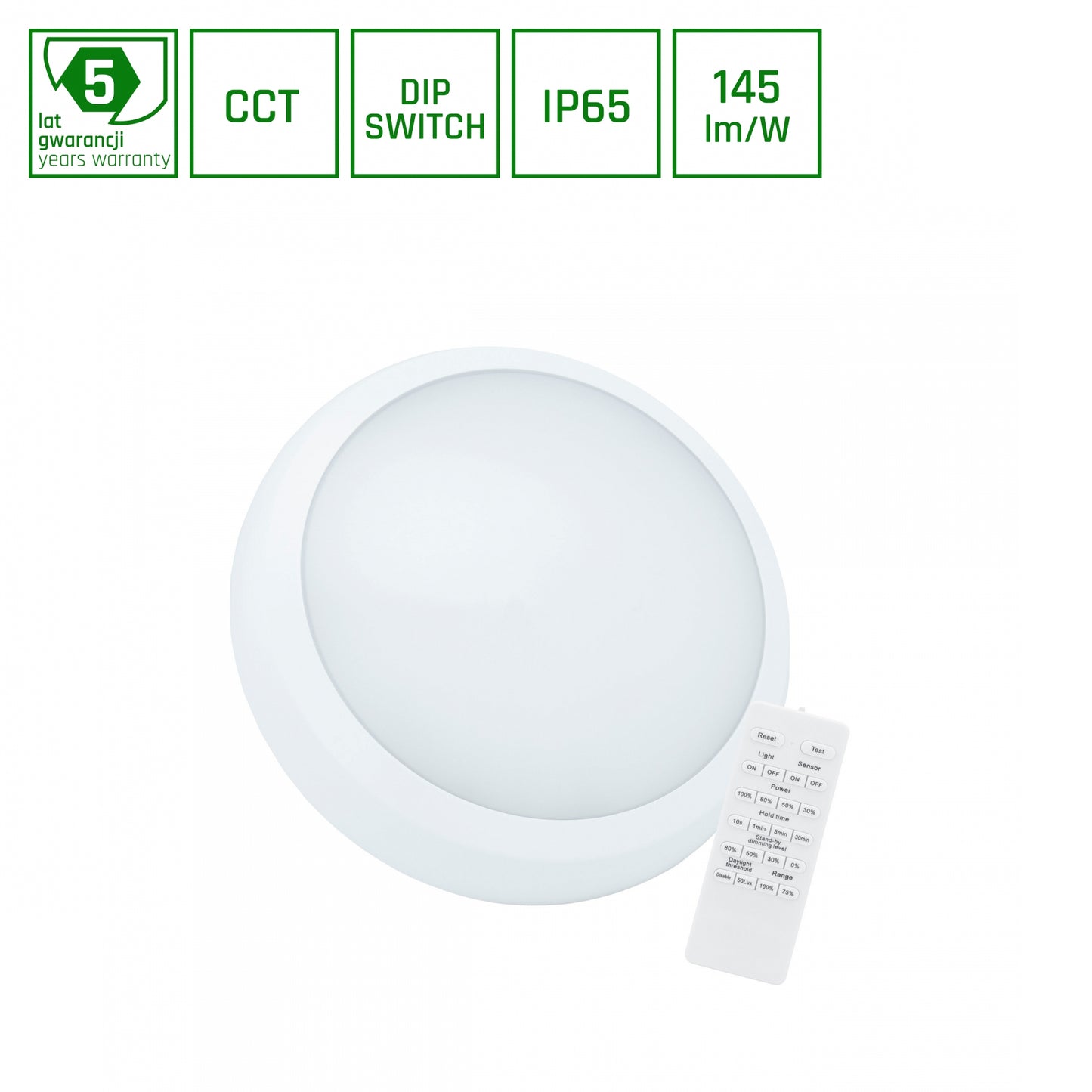 LED Deckenleuchte NYMPHEA CITY PRO 2 weiss 18W/24W Sensor &amp; Fernbedienung 3500lm aussen IK08 rund CCT 3000-6000K