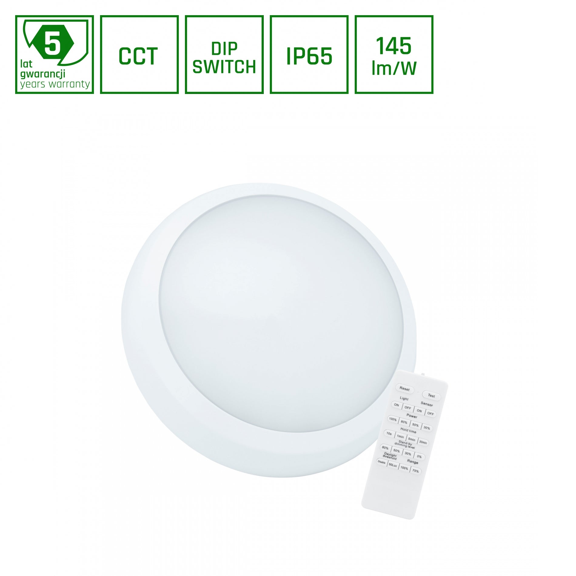 LED Deckenleuchte NYMPHEA CITY PRO 2 weiss 18W/24W Sensor &amp; Fernbedienung 3500lm aussen IK08 rund CCT 3000-6000K