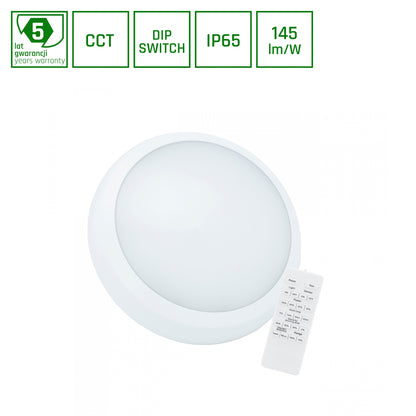 LED Deckenleuchte NYMPHEA CITY PRO 2 weiss 24W/30W Sensor &amp; Fernbedienung 3500lm aussen IK08 rund CCT 3000-6000K