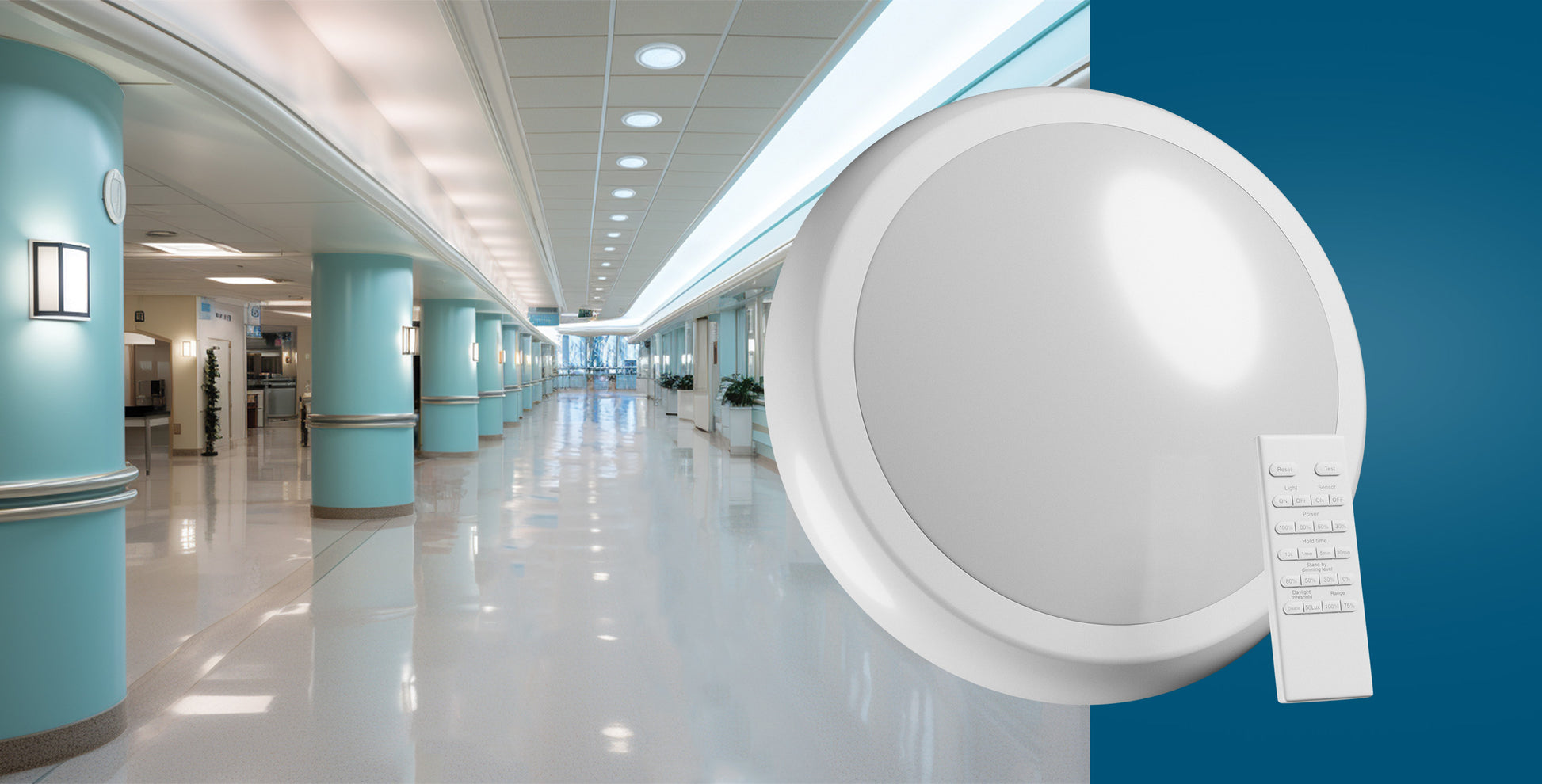 LED Deckenleuchte NYMPHEA CITY PRO 2 weiss 24W/30W Sensor &amp; Fernbedienung 3500lm aussen IK08 rund CCT 3000-6000K