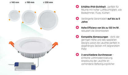 LED DURE 3 MAX Badezimmerleuchte 12W rund 1600lm weiss IP44 Kaltweiss 6000K