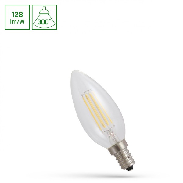 LED E14 C35 Filament klar 5,5W = 55W Kerzenform 300° 700lm 230V Warmweiss 2700K