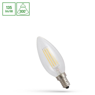 LED E14 C35 Filament klar 5,5W = 57W Kerzenform 300° 740lm 230V Neutralweiß 4000K