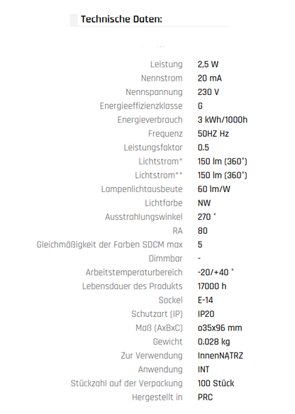 LED E14 C35 Kerze 2,5W = 16W 150lm Modernshine Klar Rauchglas Neutralweiss 4000K