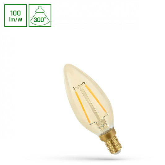 LED E14 C35 Retroshine 5W Filament klar 490lm Kerzenform 200° 230V Warmweiss 2400K