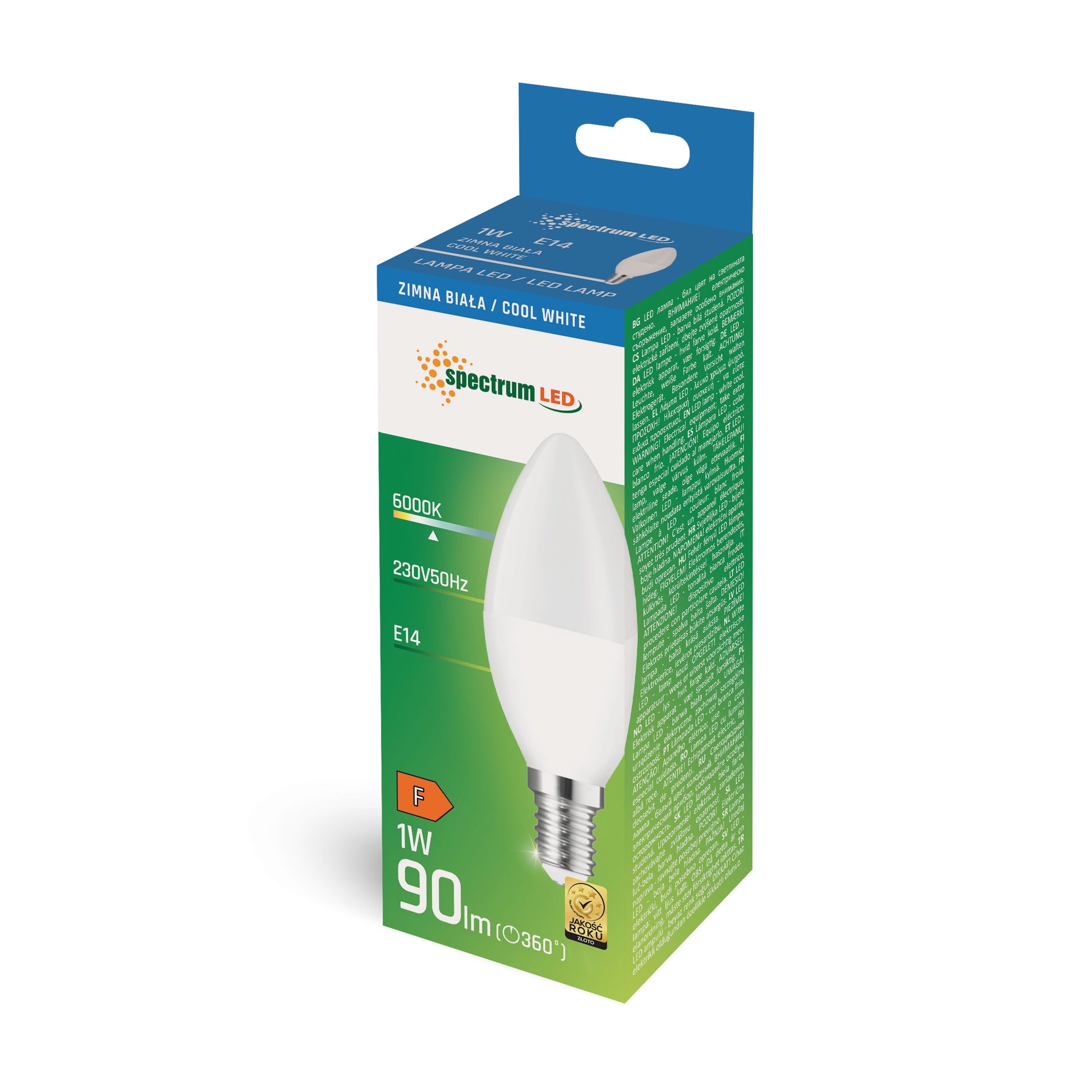 LED E14 C37 1W Kerzenform 270° 90lm 230V Kaltweiss 6000K