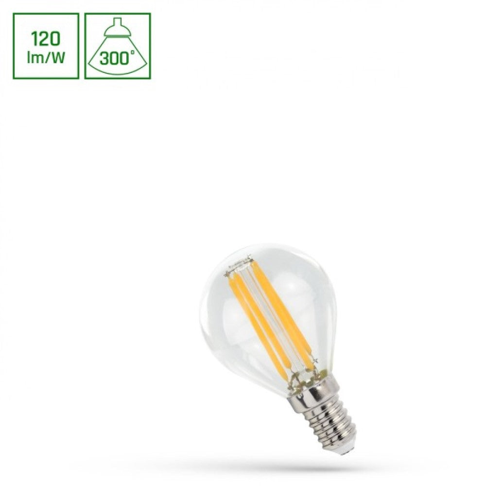 LED E14 G45 Filament klar 5,5W = 53W 300° Tropfenform 660lm 230V Warmweiß 2700K