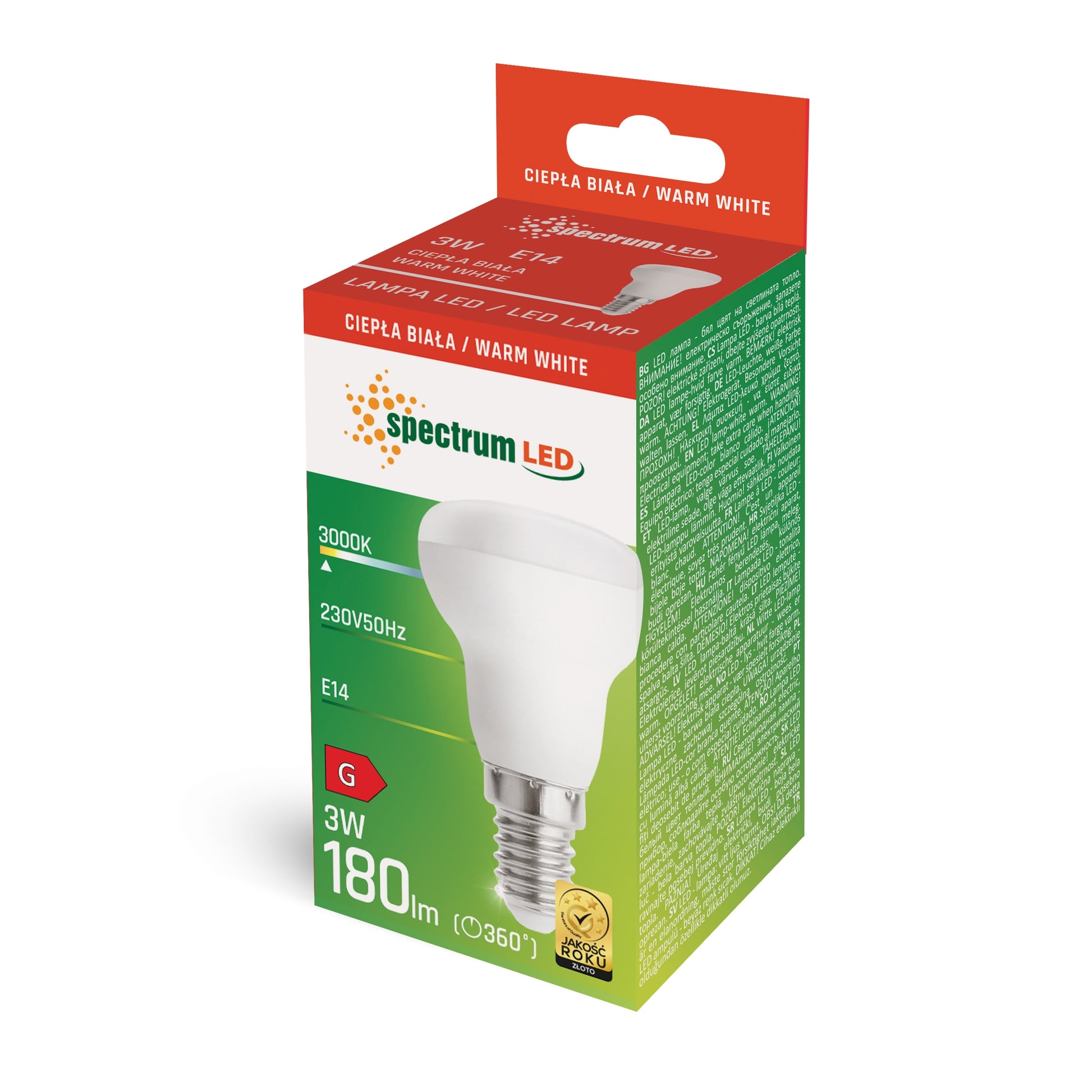 LED E14 R39 Pilzform 3W 120° 180lm 230V Warmweiss 3000K