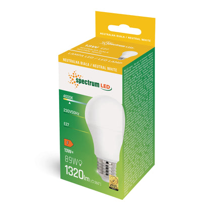 LED E27 A60 13W = 89W Birnenform 1320lm 220° 230V Neutralweiss 4000K