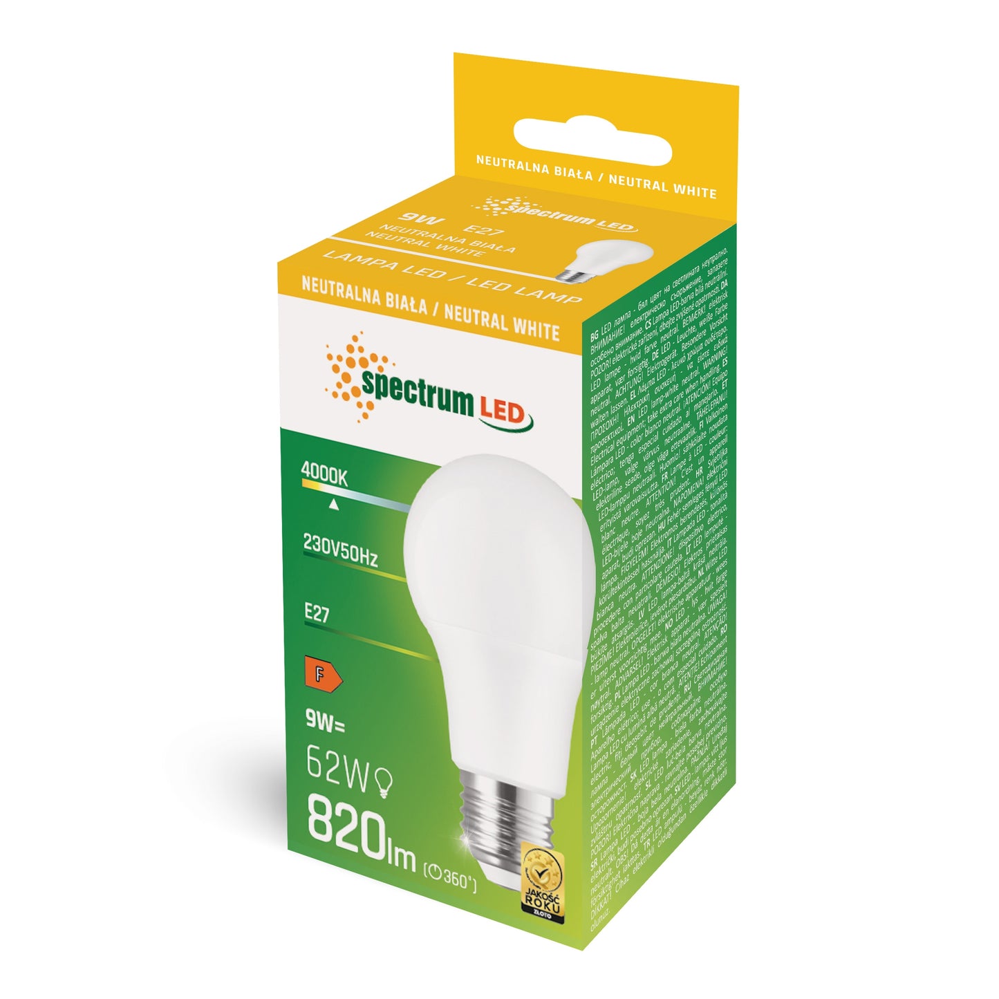 LED E27 A60 Birnenform 9W 270° 820lm 230V Neutralweiss 4000K