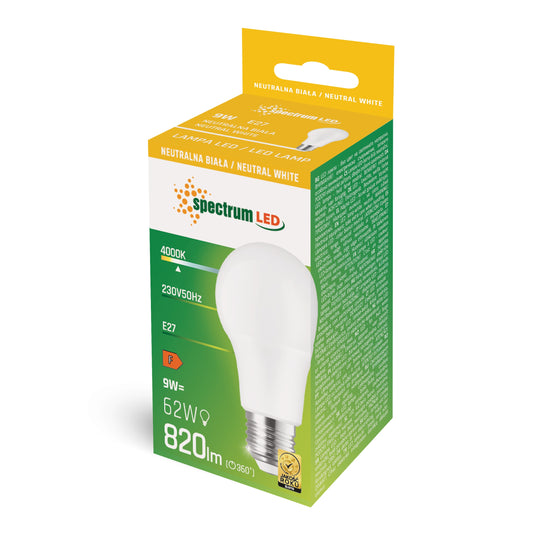LED E27 A60 Birnenform 9W 270° 820lm 230V Neutralweiss 4000K