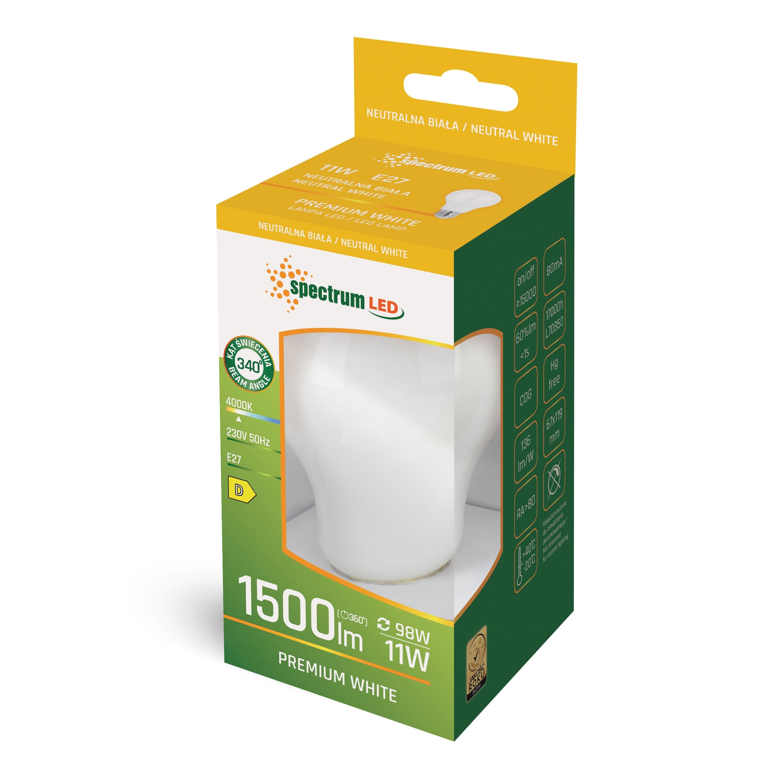 Spectrum LED E27 A67 Birnenform Filament matt 11W = 98W 230V 