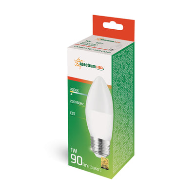 LED E27 C37 Kerzenform 1W 230V 90lm 270° Warmweiss 3000K