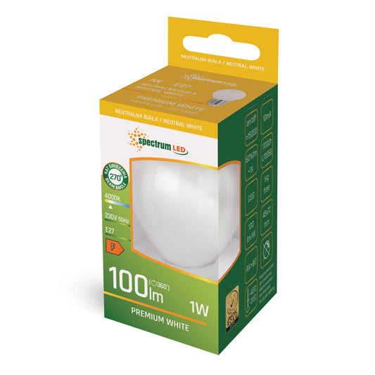 LED E27 G45 Filament matt 1W = 10W Tropfen 100lm 270° 230V Neutralweiss 4000K