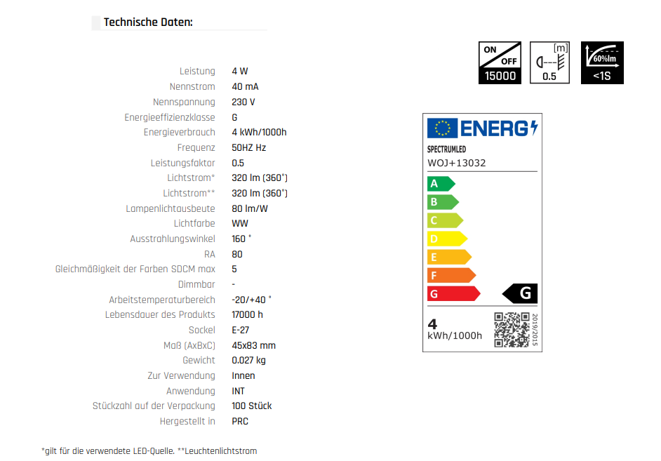 LED E27 G45 Tropfen 4W = 29W Kugel 320lm Lampe Birne Warmweiss 3000K