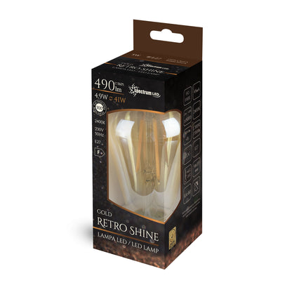 LED E27 ST58 Edison 5W = 41W Gold 500lm Retro 270° 230V Warmweiss 2400K