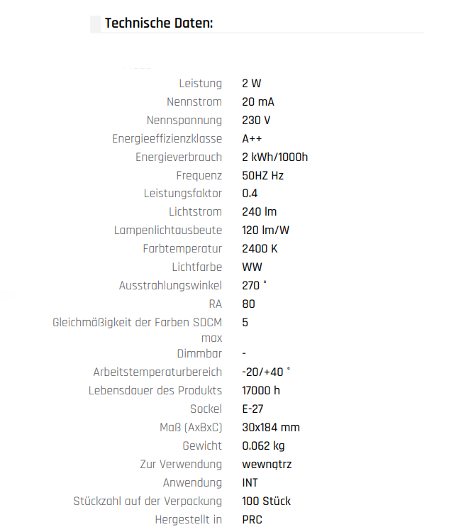 LED E27 T30 Röhrenform Gold 2W = 24W Retroshine 240lm Stabform Warmweiss 2400K