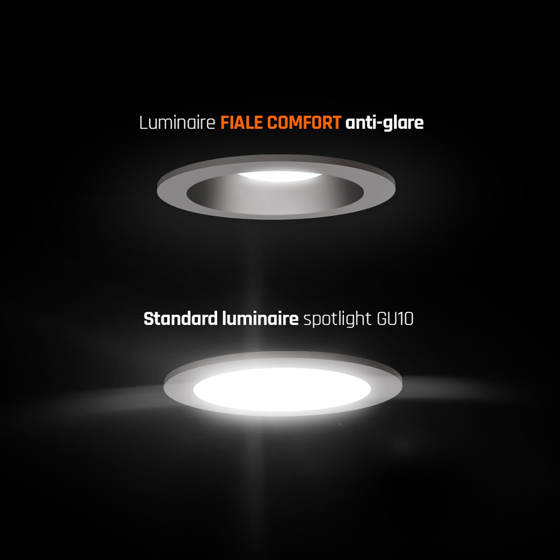 LED FIALE GU10 Einbaustrahler Downlight IP20 max.10W blendfrei schwenkbar schwarz