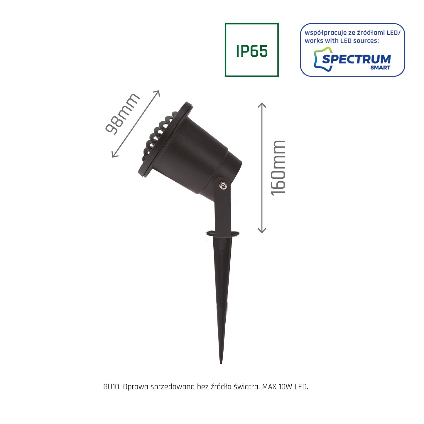 LED FLORI GU10 ALU RAY Gartenspot mit Erdspieß IP65 Bodenstrahler max. 6W schwarz