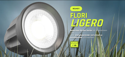 LED FLORI LIGERO Gartenspot mit Erdspiess IP65 Bodenstrahler 6W schwarz 600lm 40° Kaltweiss 6000K