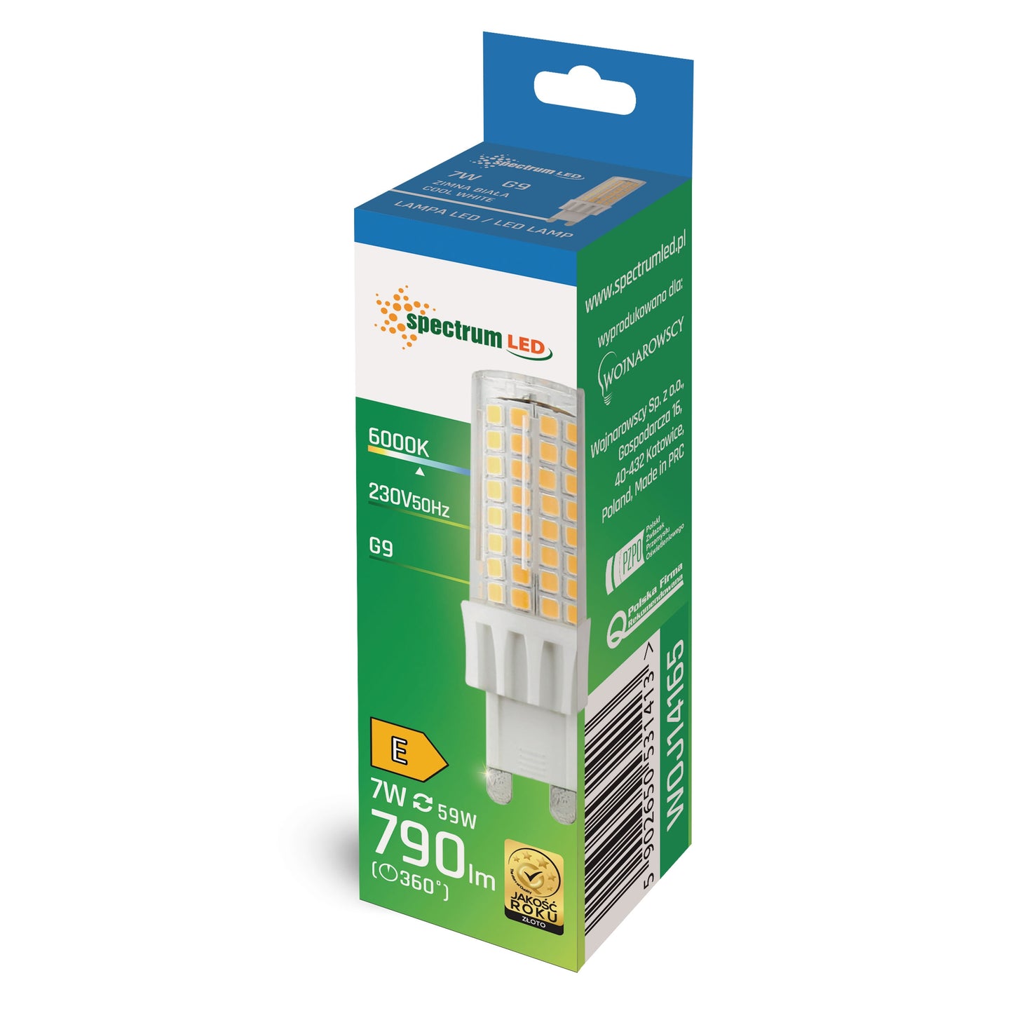 LED G9 7W = 59W Stiftsockellampe 790lm 270° Kapsel 230V Kaltweiss 6000K