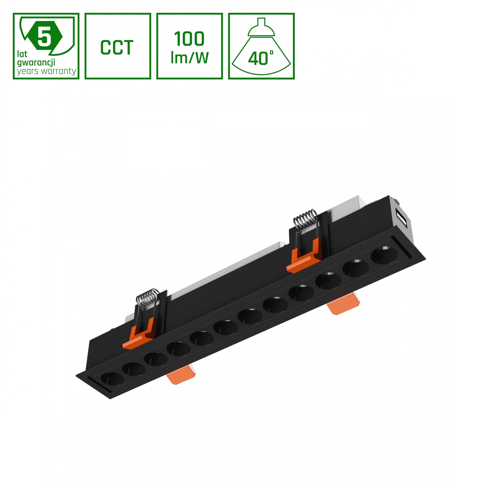 LED GRID S OPRAWA PODTYNKOWA Einbaustrahler 12W 230V eckig 40° schwarz IP20 1200lm CCT 2700K-4000K