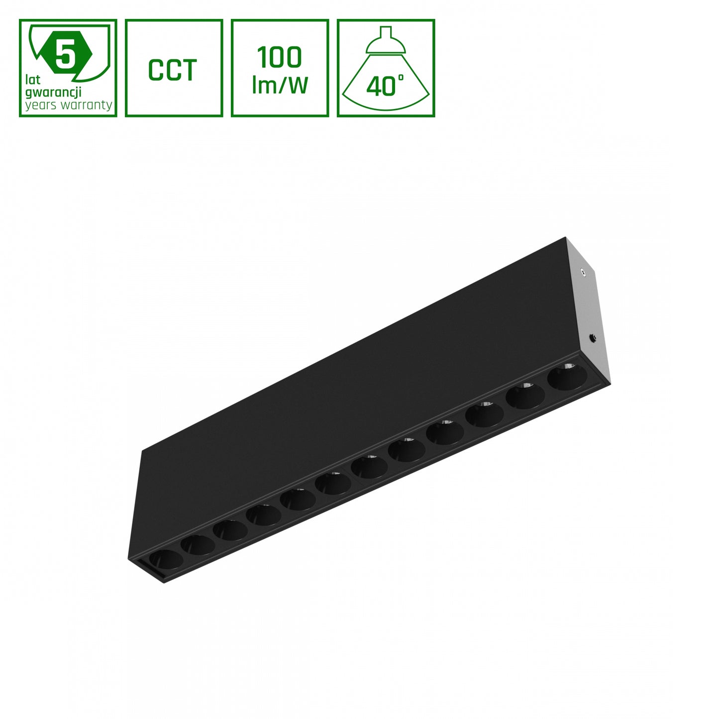 LED Grid S Surface Mounted Deckenleuchte 12W  40° 1200lm schwarz IP20 Aufbau UGR&gt;19 CCT 2700-4000K