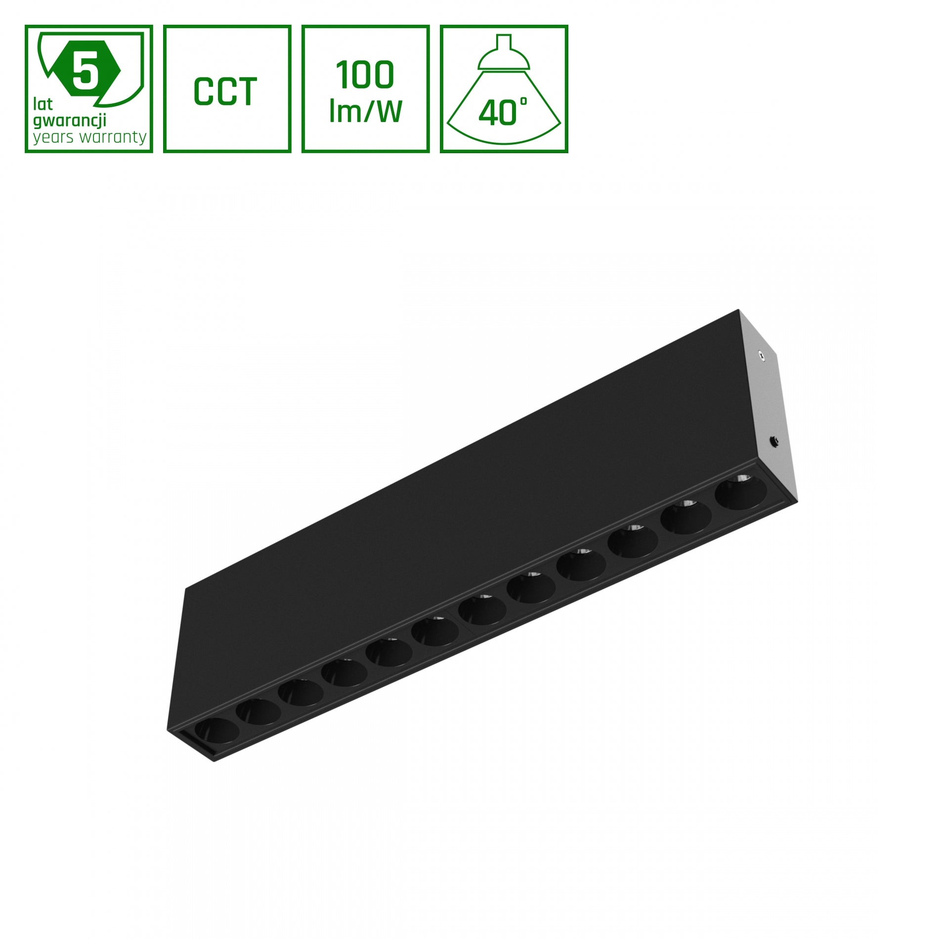 LED Grid S Surface Mounted Deckenleuchte 12W  40° 1200lm schwarz IP20 Aufbau UGR&gt;19 CCT 2700-4000K